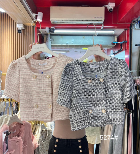 Tweed Double  Breasted Tops
